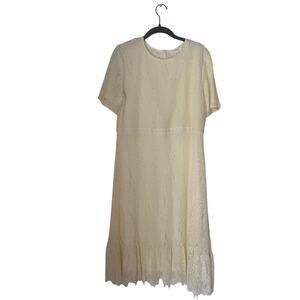 NWT Böhme Cream Lace Dress Womens Large Short Sleeve Boho Romantic Cottagecore